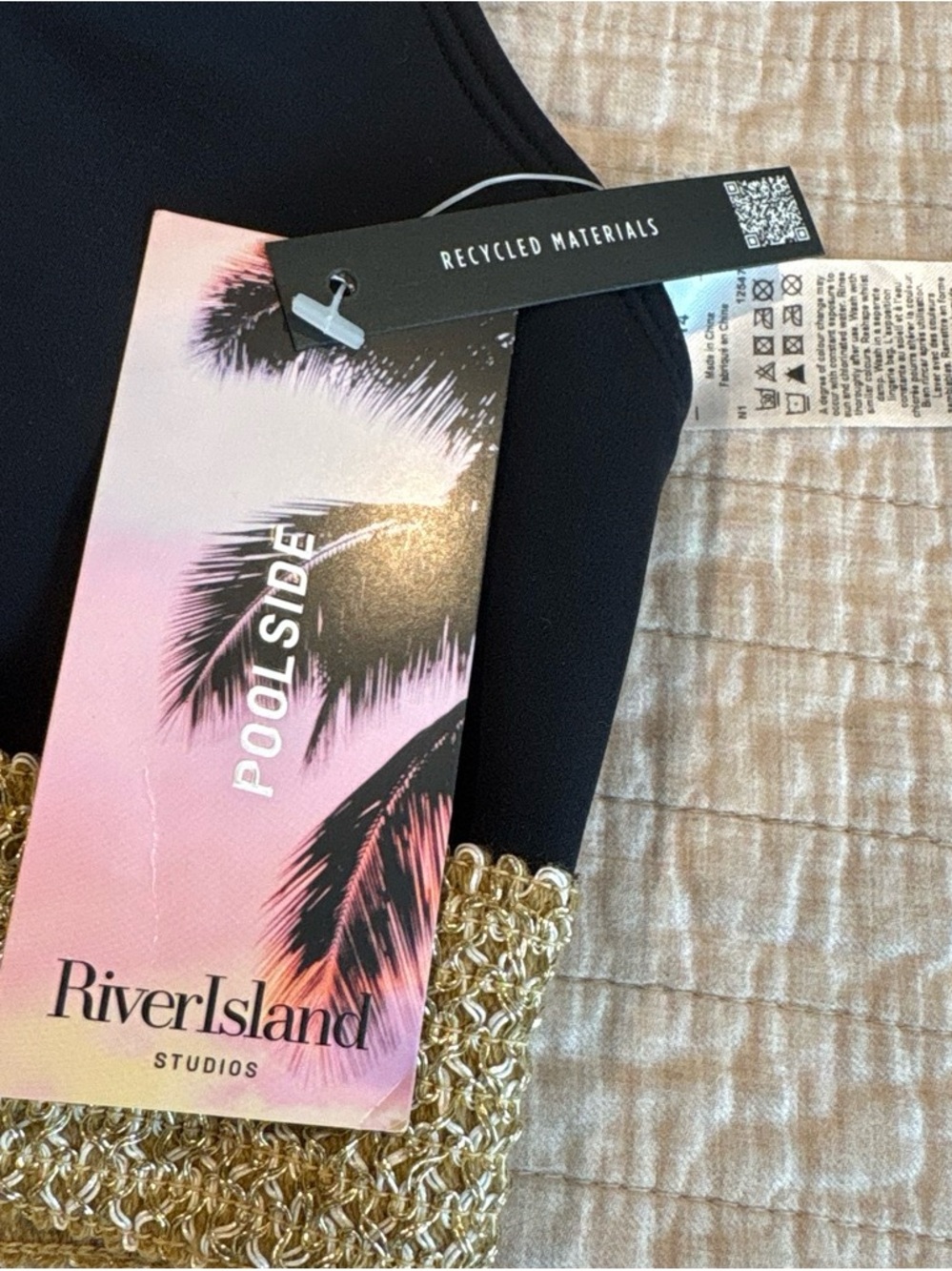 River Island Black and Gold Two-Piece Swim Set NWT - Picture 2 of 5